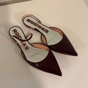 Rochas oxblood patent leather flats